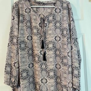3/4 arm purple pattern blouse